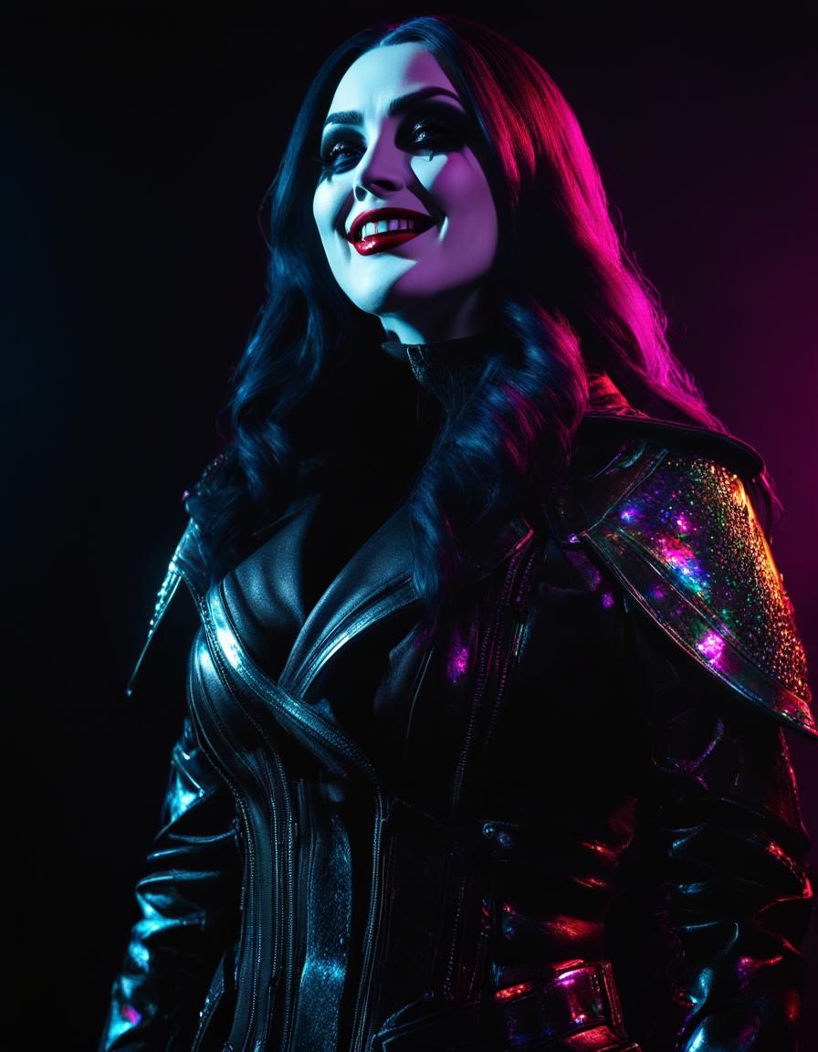 Holographic Gothic Woman in Halloween Dungeon