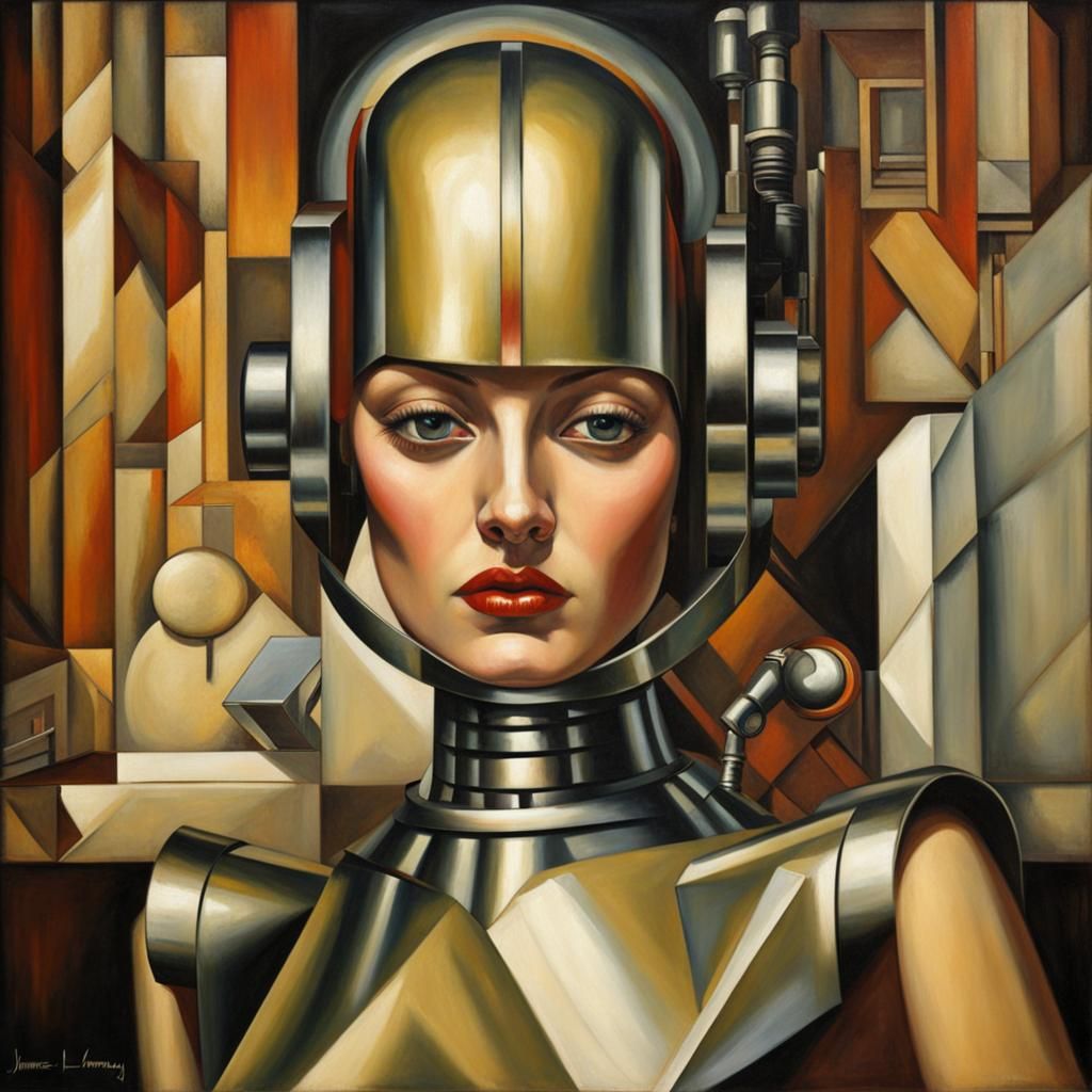 Art Deco Robot Portrait in 1920s Style