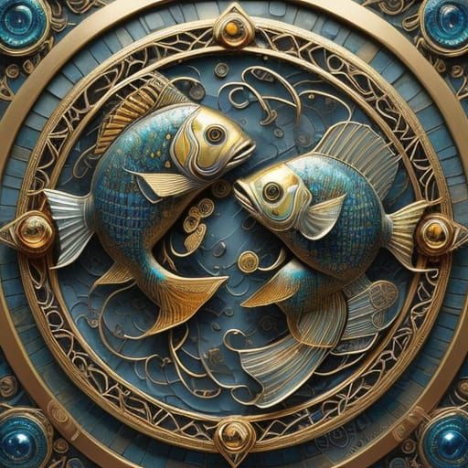 A wonderful colourful emblem, a hybrid and mix of the zodiac...