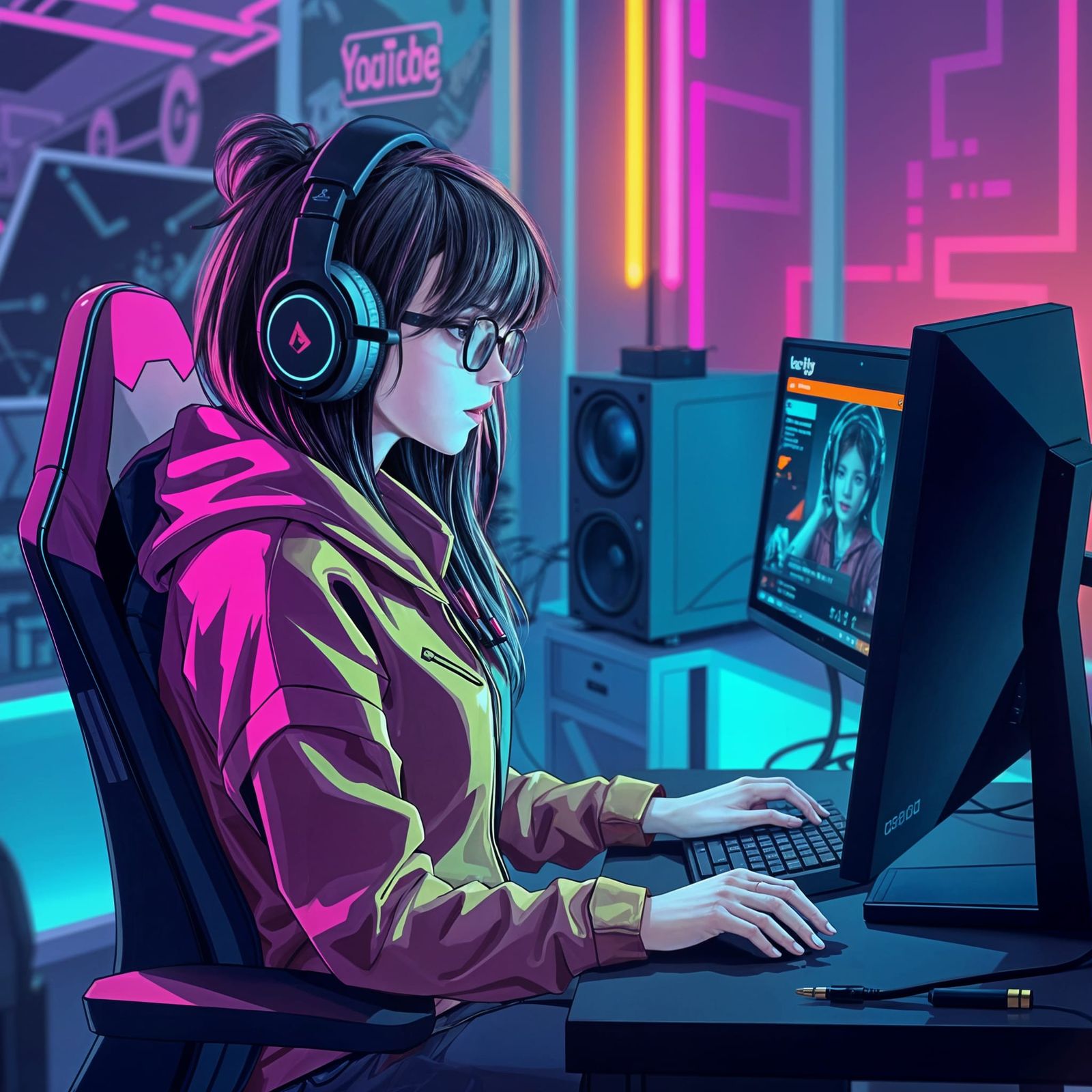 Lucya Creates YouTube Videos on High-End PC and Headphones