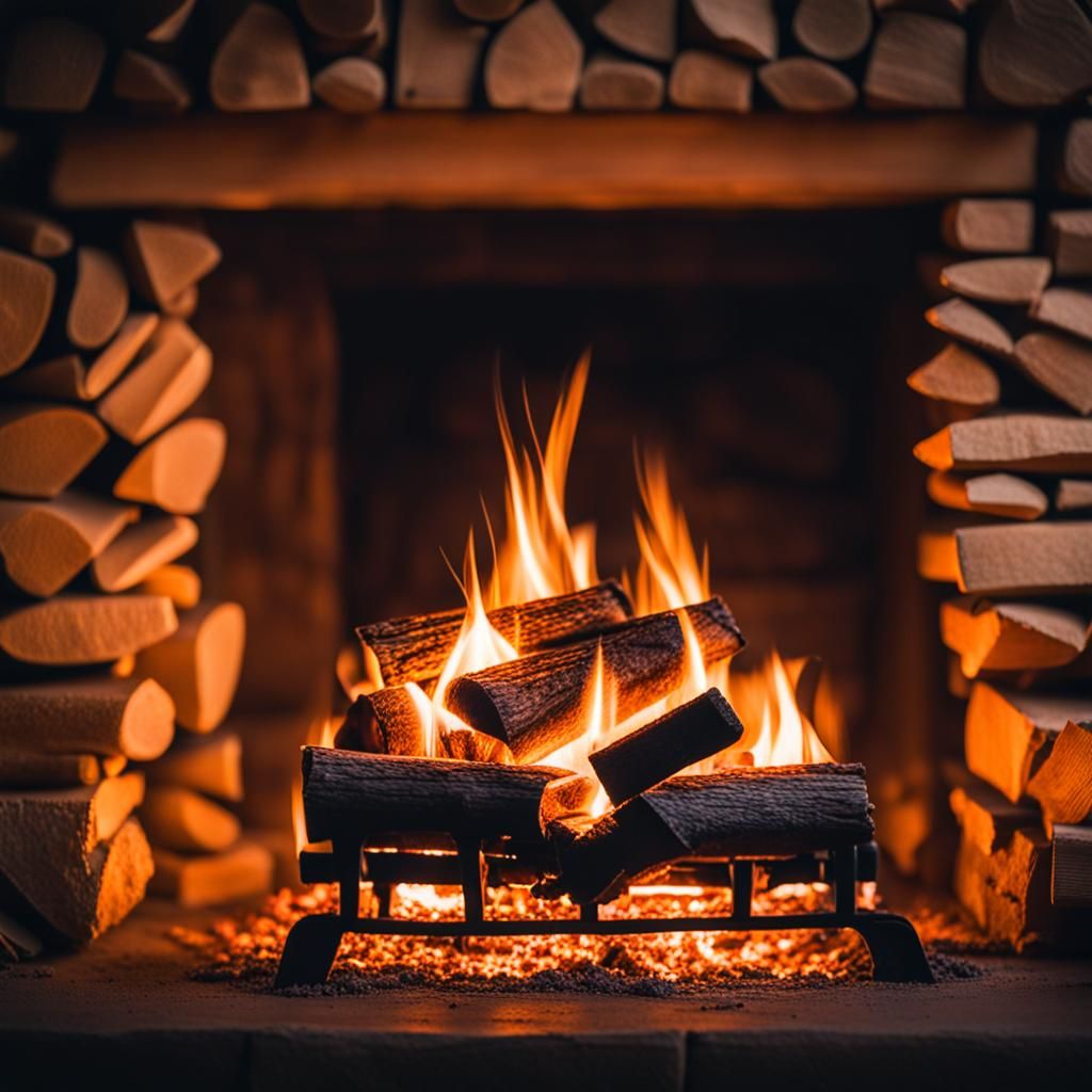 Cozy Fireplace Scene in Professional Photography Style