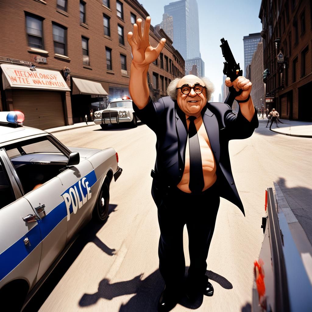 Shirtless Man Steals Police Car: Fisheye Lens