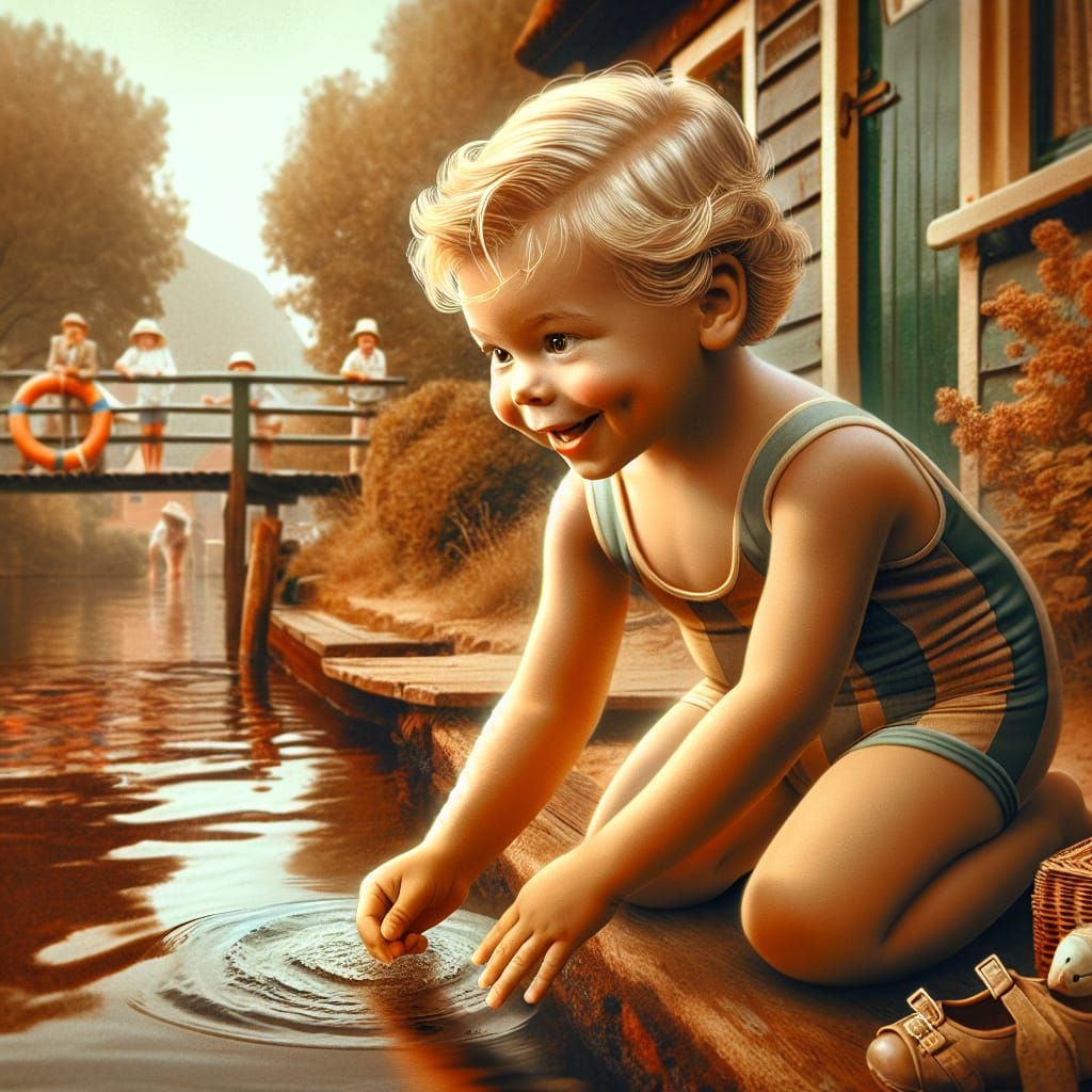 Dutch Boy Ready to Swim, Hyperrealistic Photograph