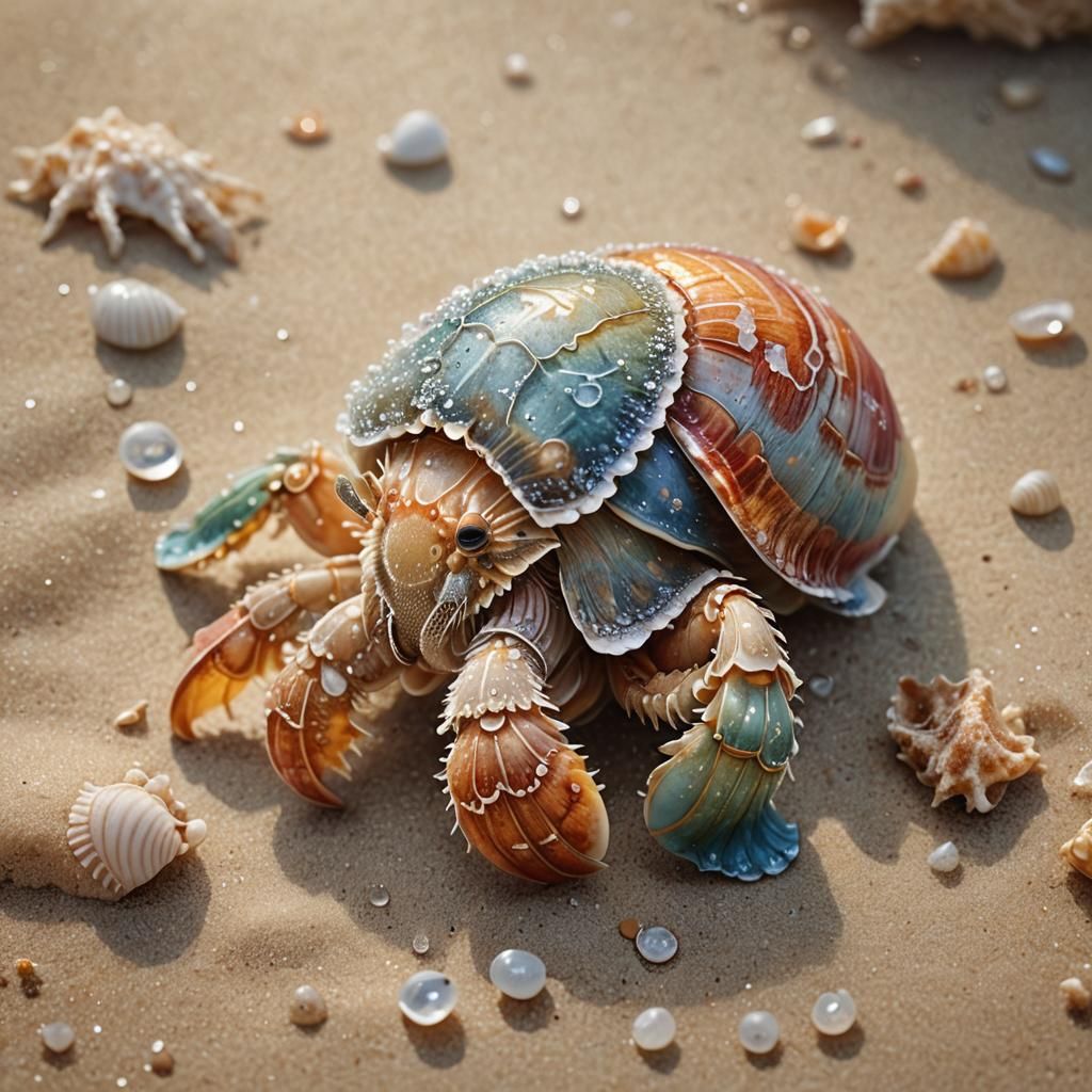 Hermit Crab Illustration in Watercolor Style