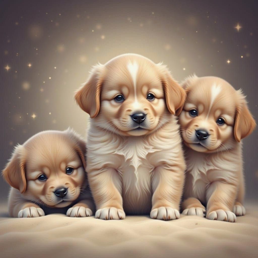 Cute Fluffy Puppies Generated by AI