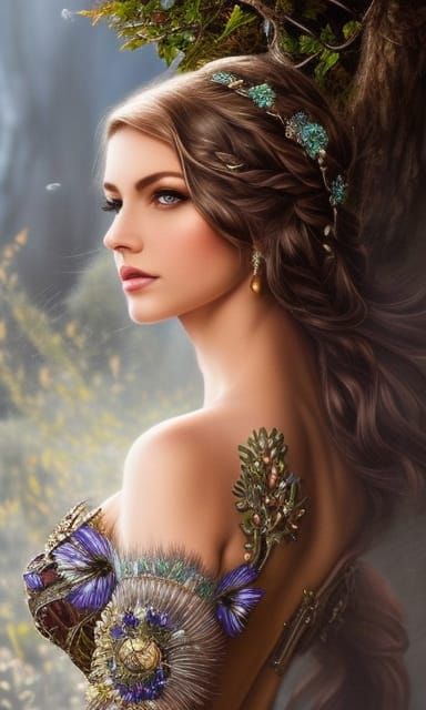 Stunning Elf Druid Girl in Dark Fantasy Style