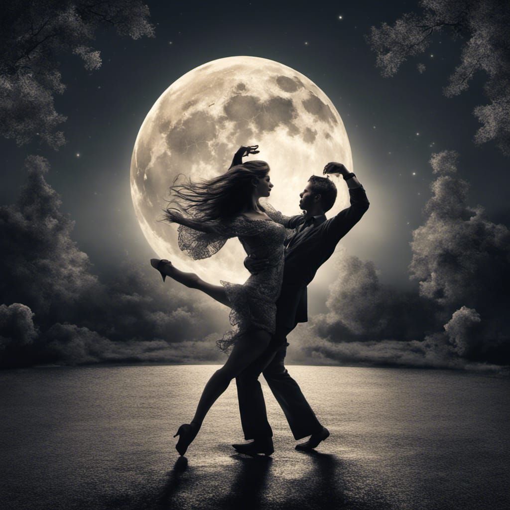 Man and Woman Dancing in the Moonlight