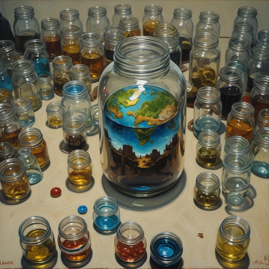 World in a Jar: Oil Painting by Gurney Style