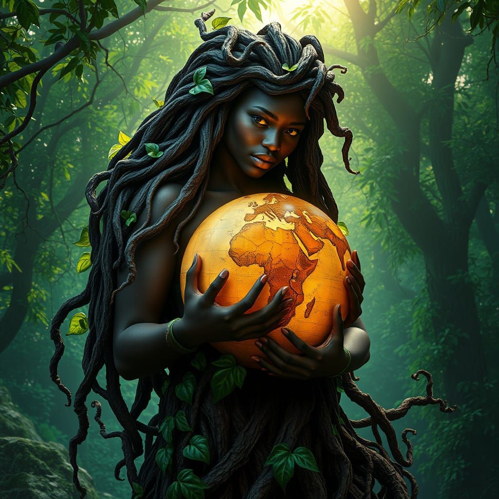 Majestic Black Woman Amidst Nature's Splendor