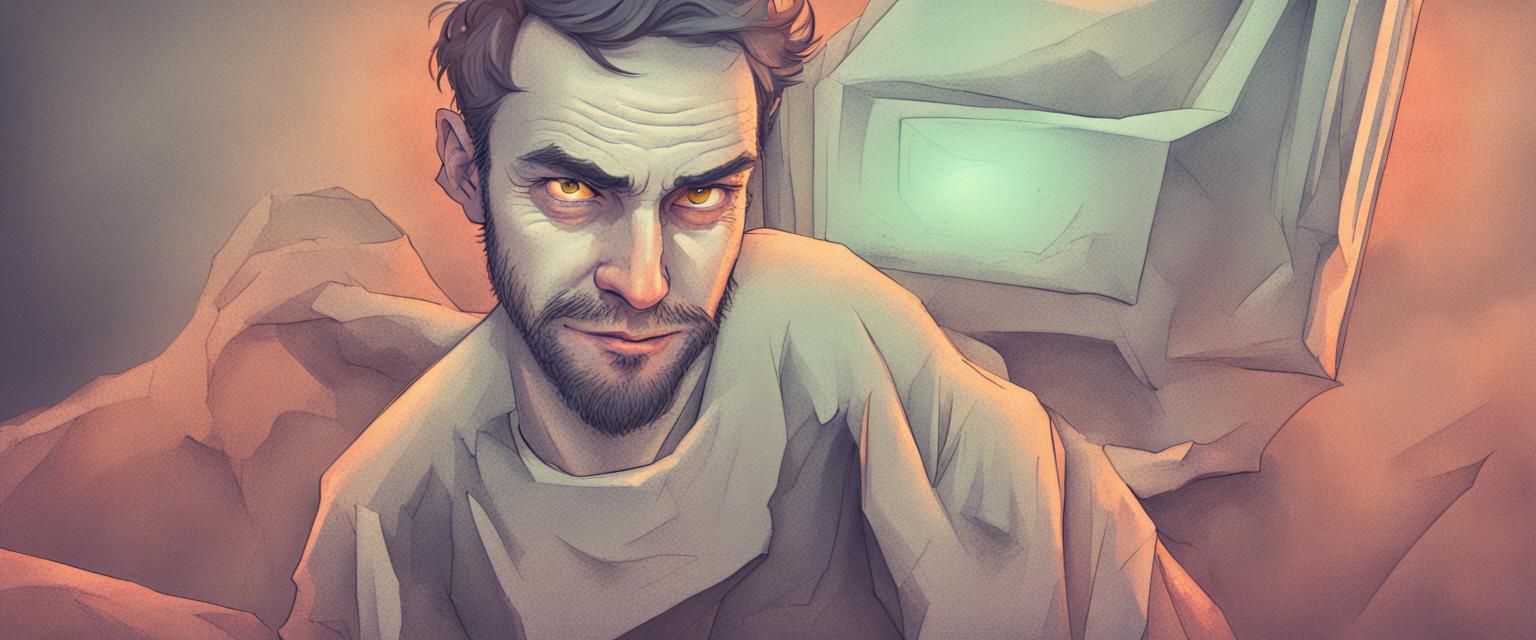 Man with evil content on his face