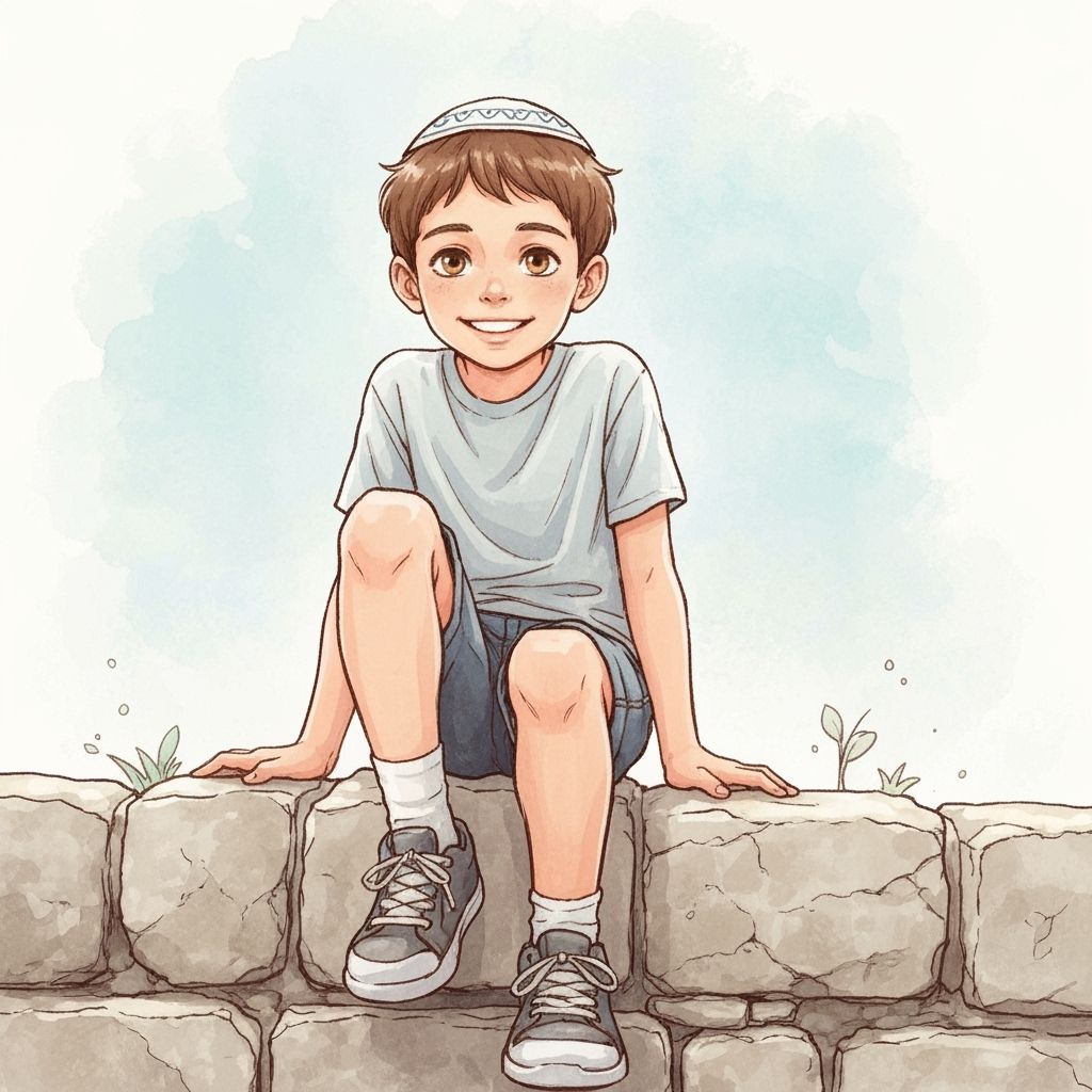 Boy with Kippah in Watercolor Illustration
