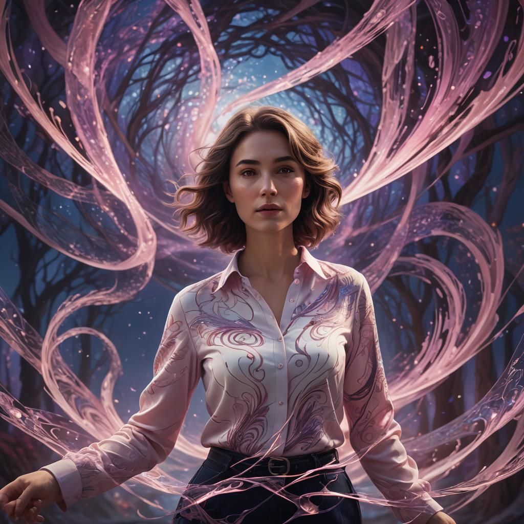 Ethereal Woman in a Swirling Dreamscape