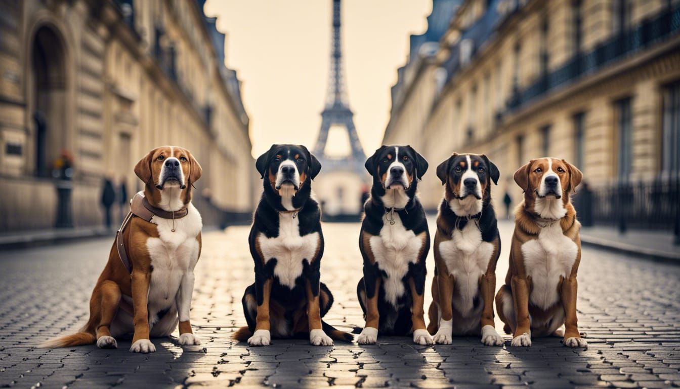 The Three Musketeers and Dog in Paris