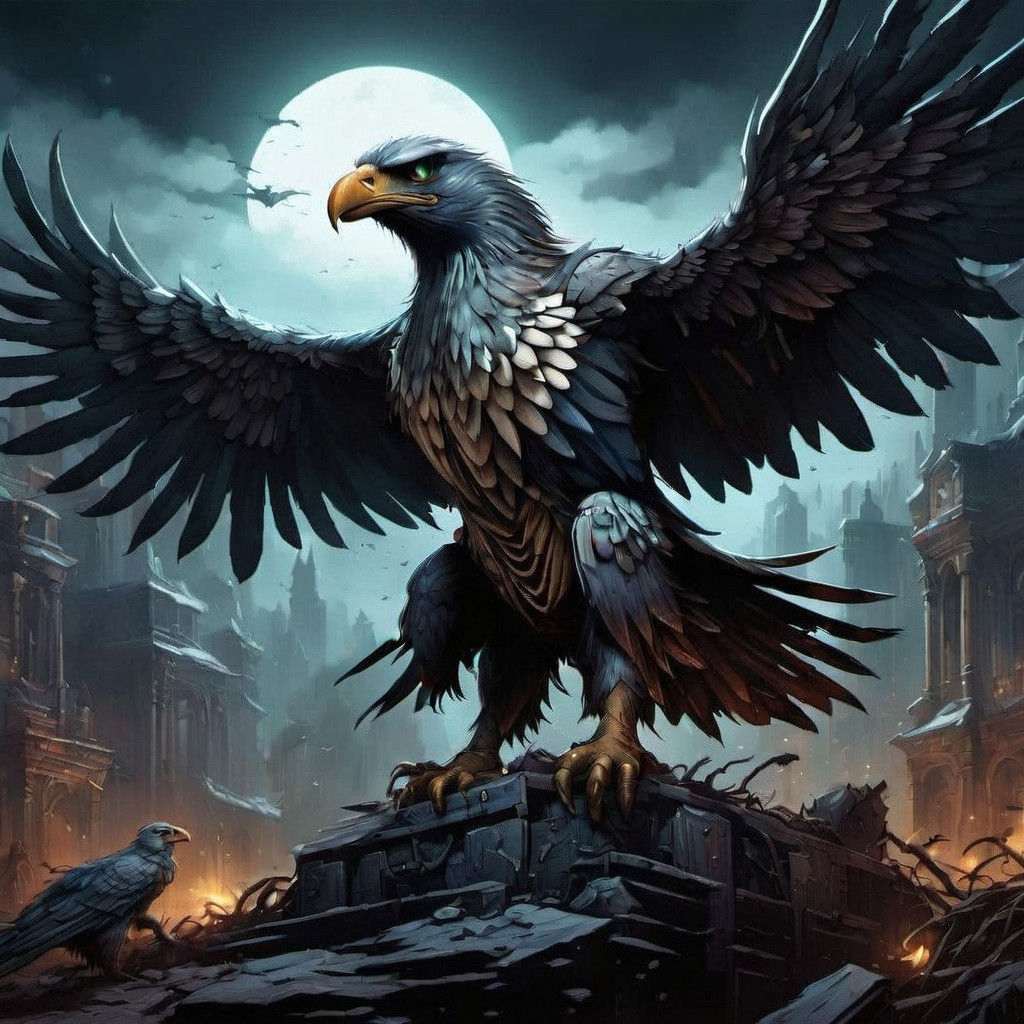 Undead Dark Fantasy Giant Eagle in Smooth Comic Book Art Sty...