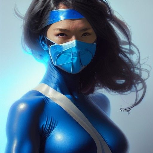 Ninja Woman Portrait in Comic Book Art Style