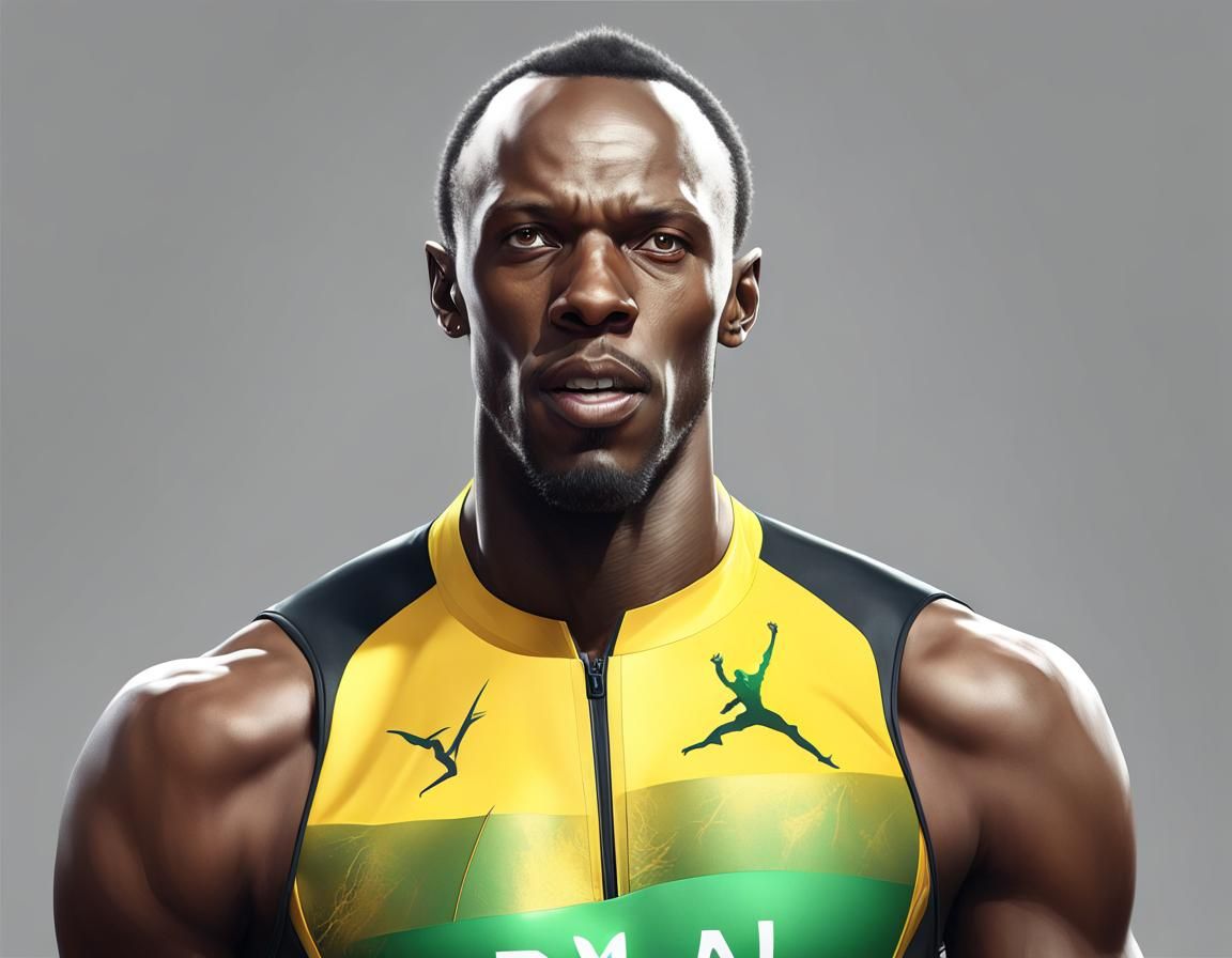Usain Bolt Portrait in Hyperdetailed Art Style