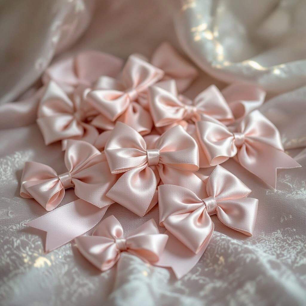 Elegant Pink Satin Bows in Rococo Art Style