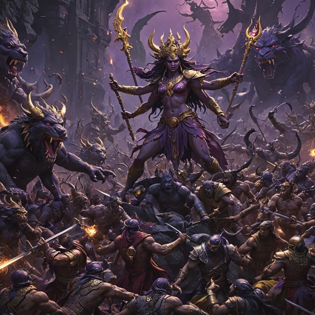 Divine War: Epic Clash of Hindu Gods and Demons