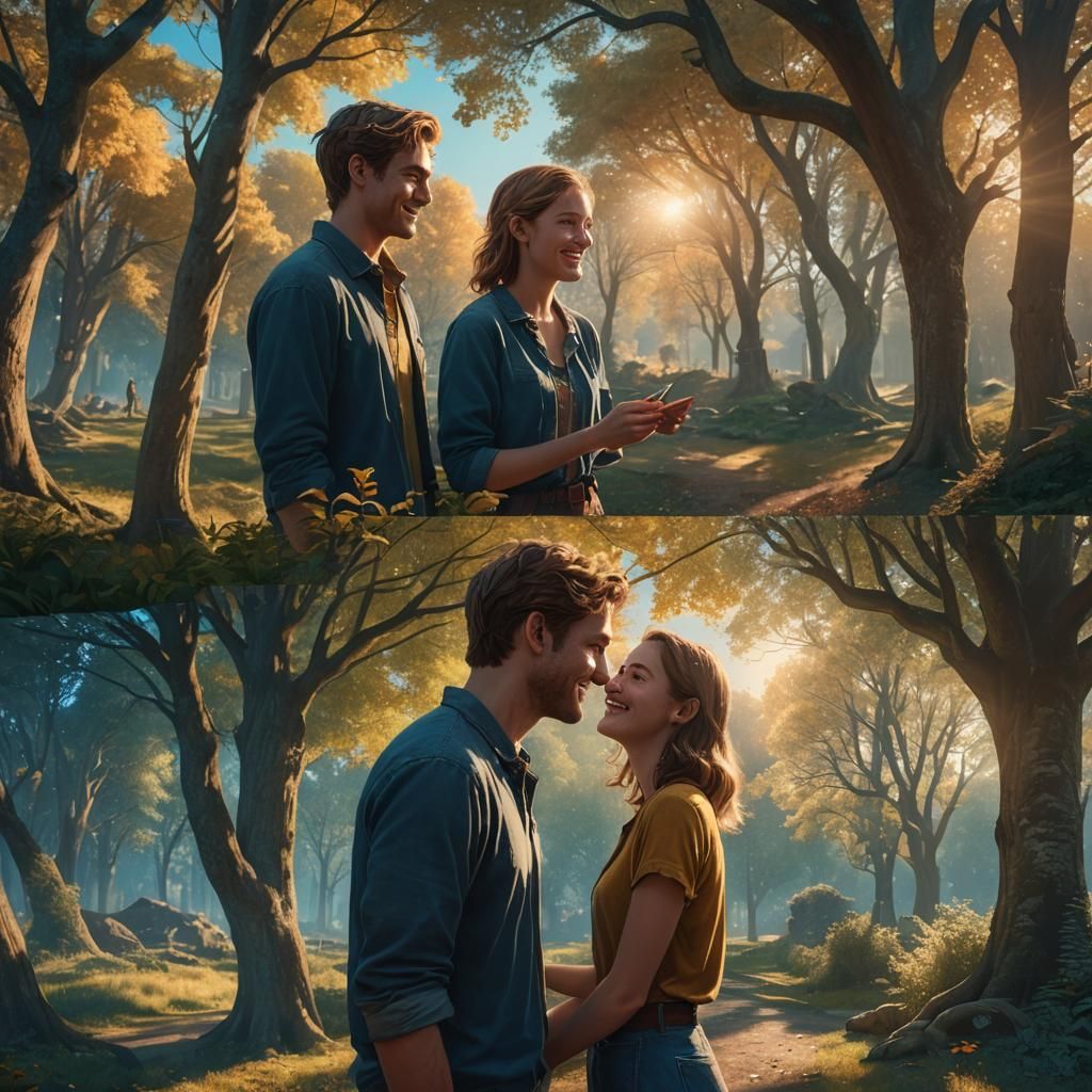 Emotional Split Screen in Dreamlike Fantasy Art