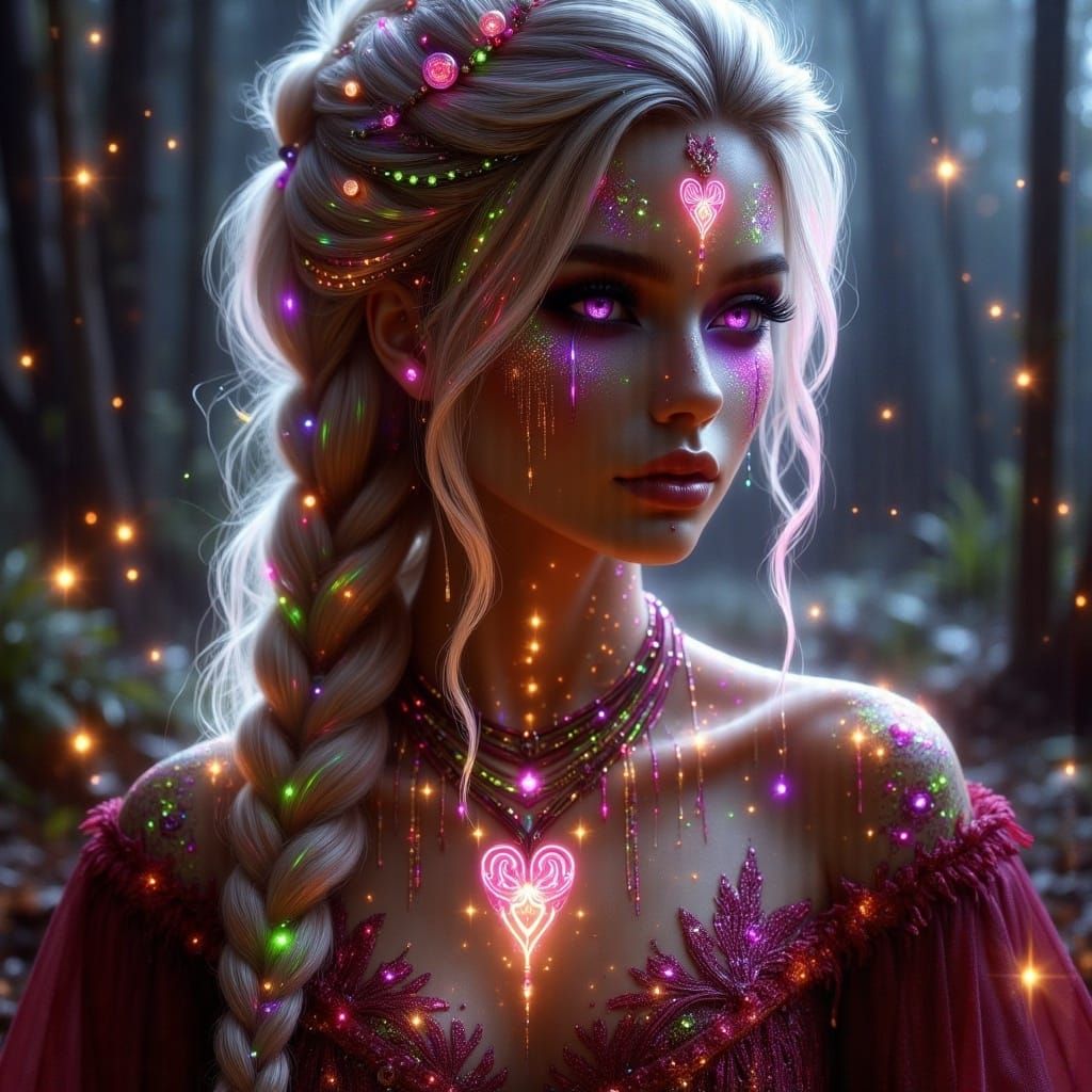 Nordic Sorceress with Rune Markings in Dark Realism