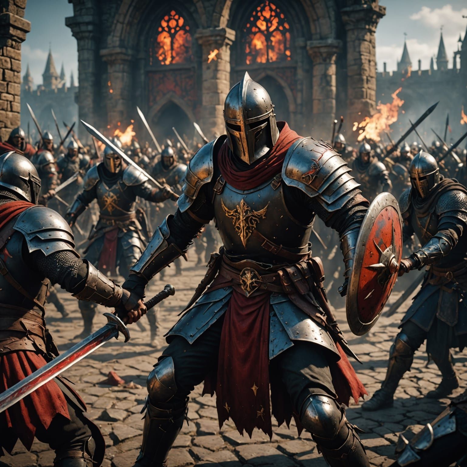 Dark Fantasy Battle in Vivid 3D Epic Style