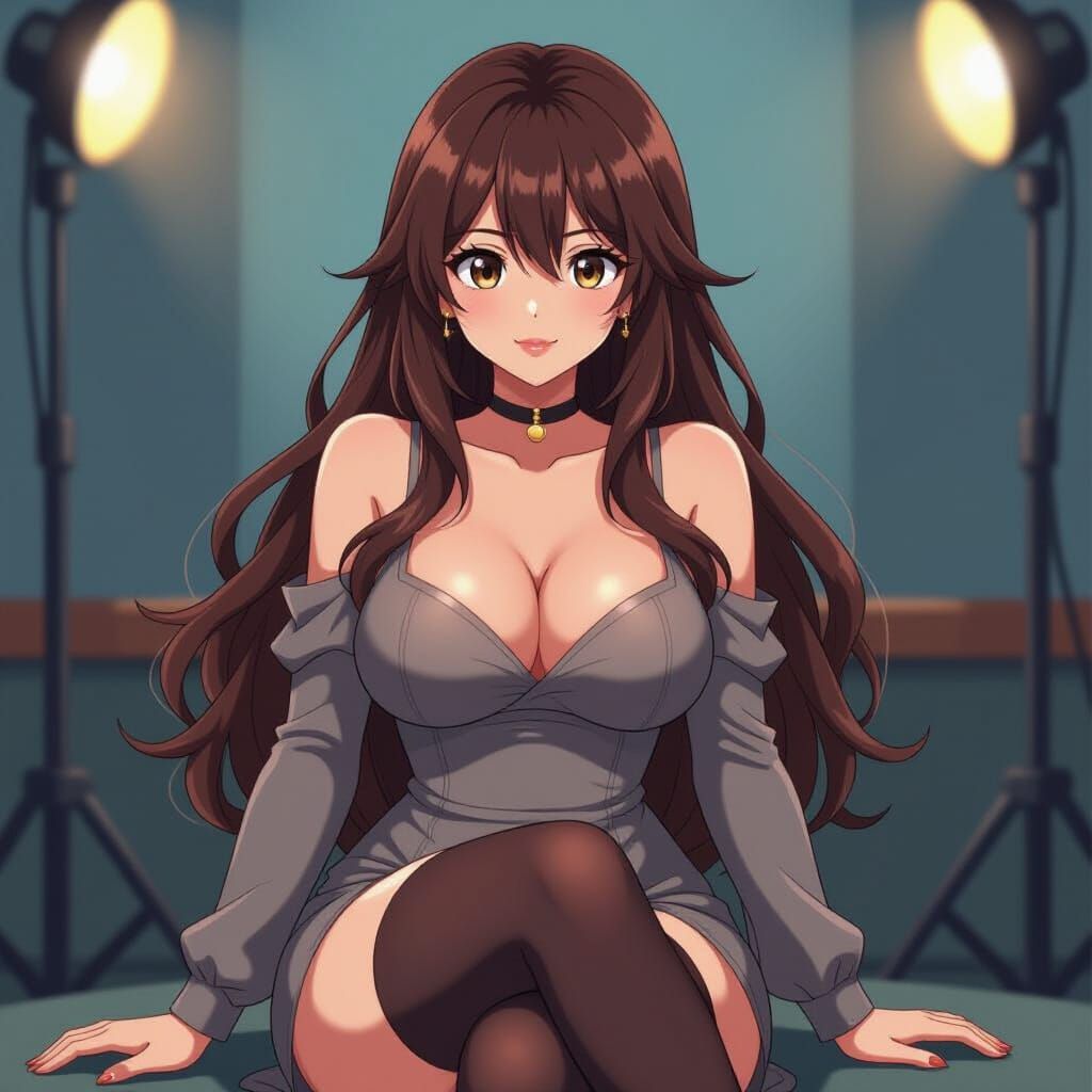 Anime Woman on Livestream in Manga Style