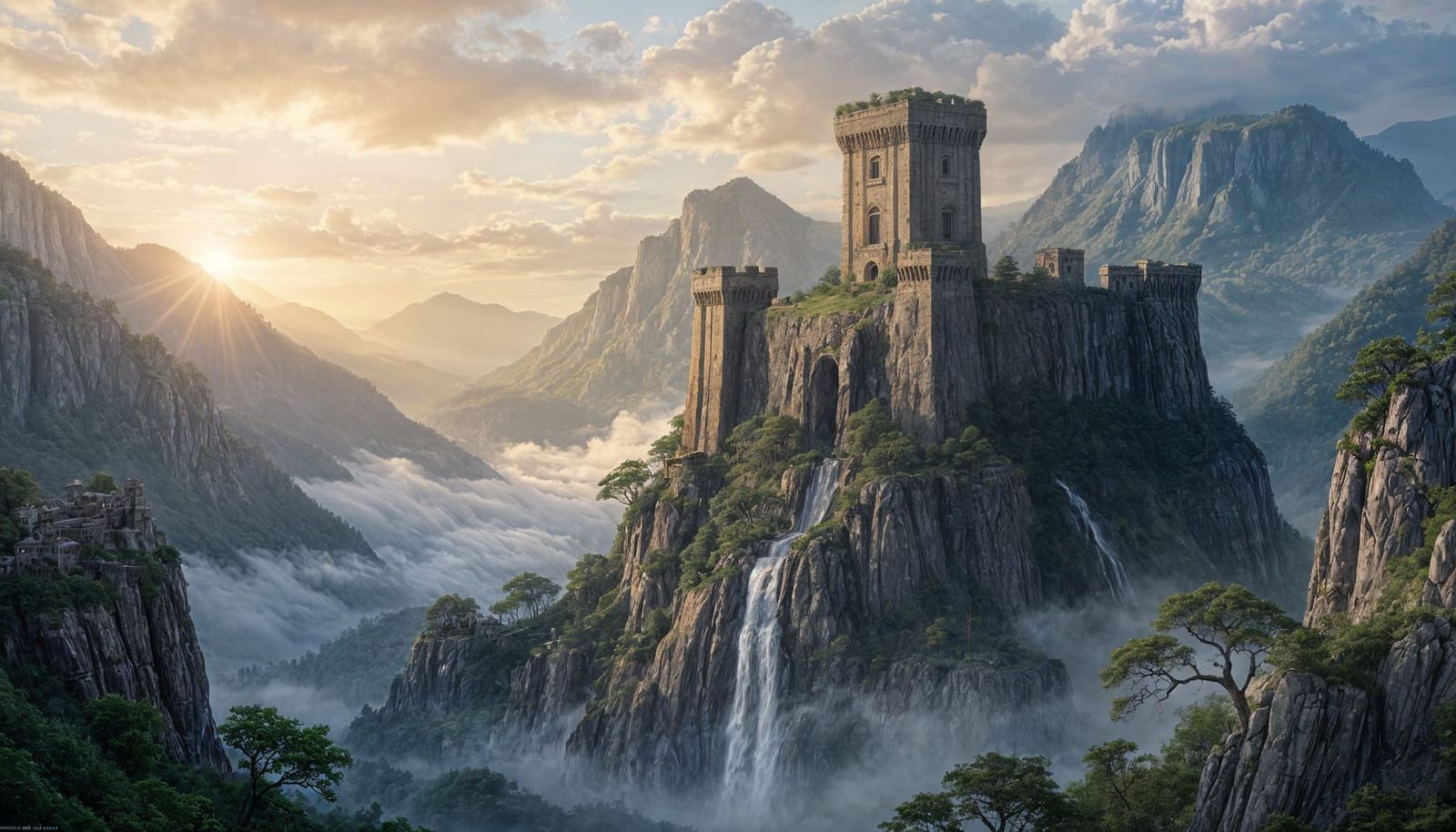 Epic Ancient Fortress on Jagged Mountain Peak