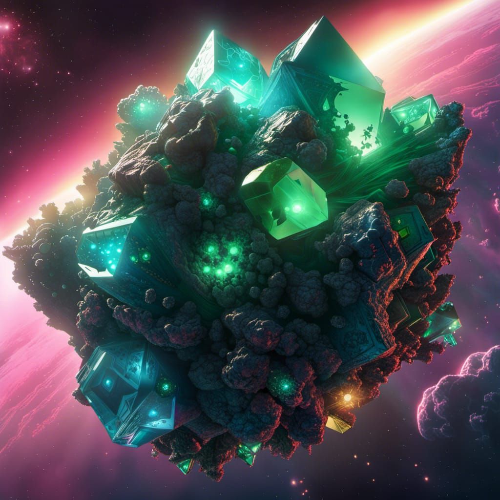 Cyberpunk Kryptonite Cluster in Deep Space