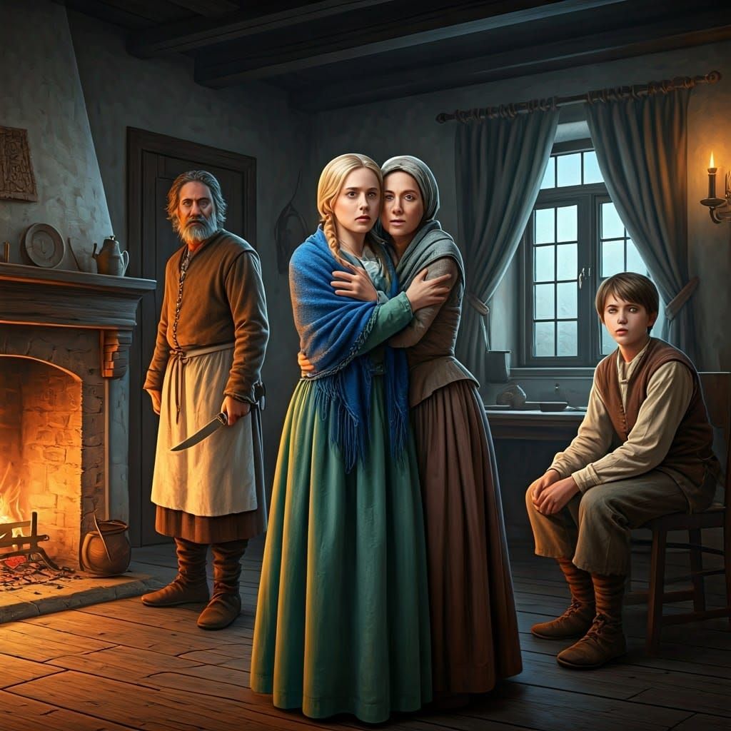 Mother and Daughter Share Desperate Moment in Medieval Chaos