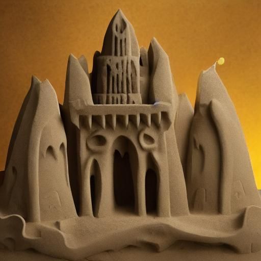 Vampires Building Sandcastle in Naive Art Style