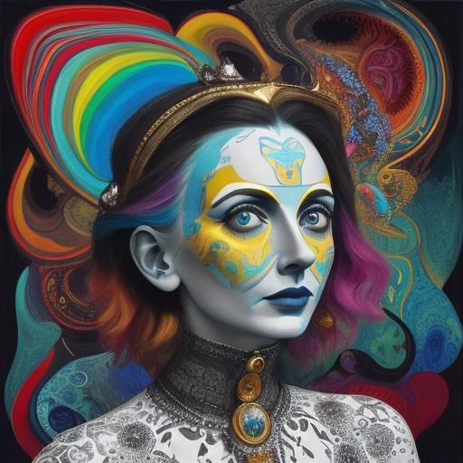 Greta Garbo: Vivid Surrealist Oil Portrait