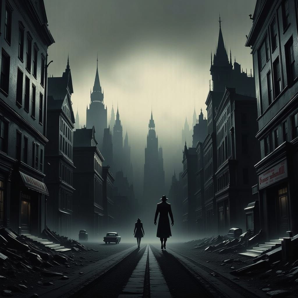 Sunless City Without Light in Retro Future Style