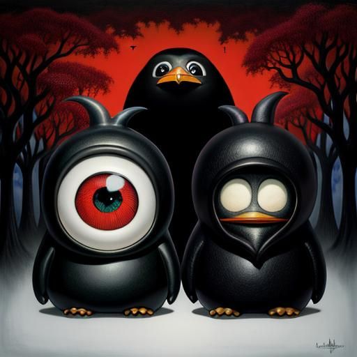 Surreal Faces with Giant Eyes in Maximalist Style