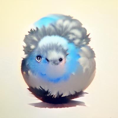Whimsical Blue Fluff Ball with Single Eye