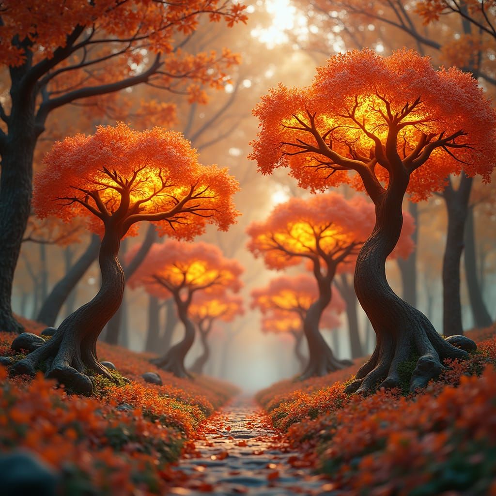 Money Trees in Autumn Landscape: Matte Painting