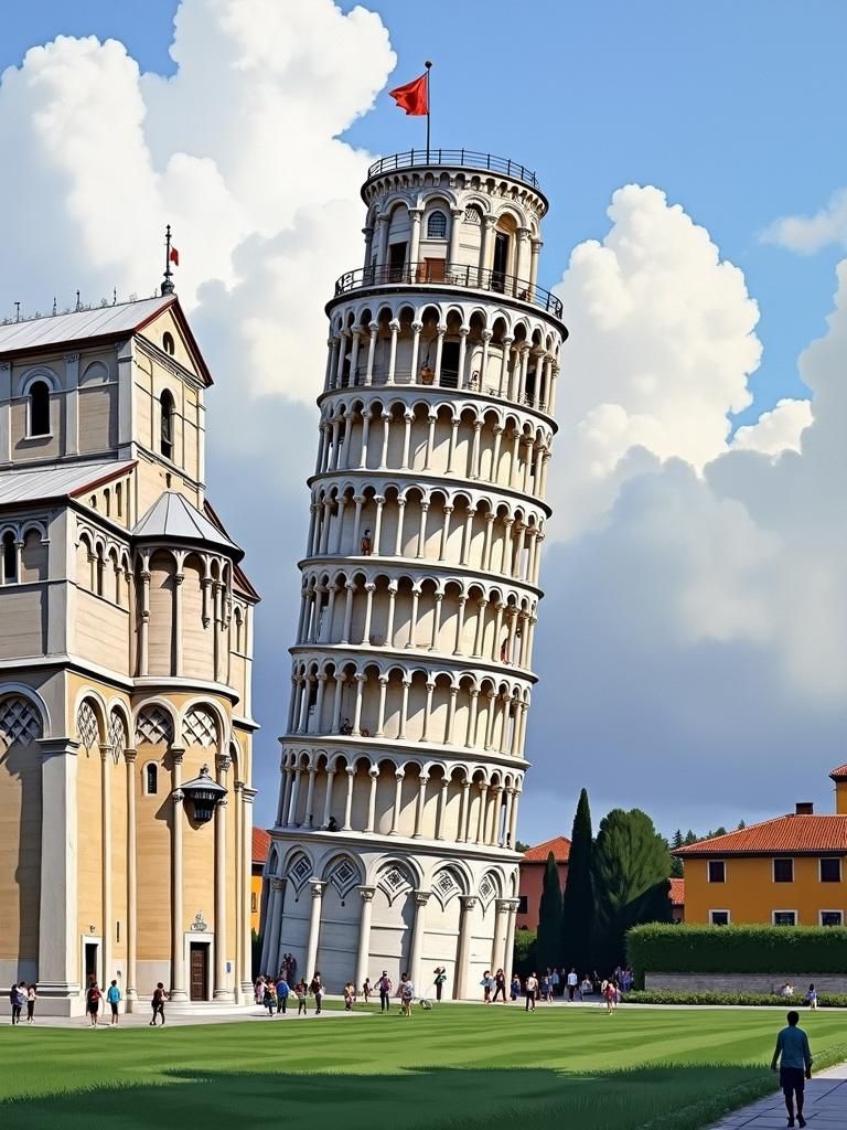 Leaning Tower of Pisa in Impressionist Style