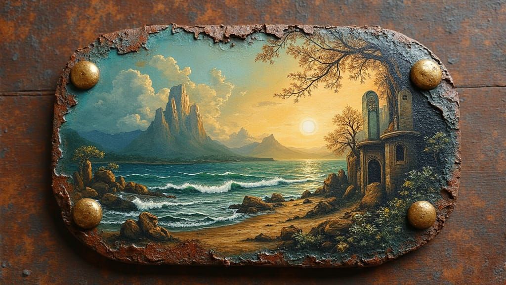 Intriguing Enamel Art on Cracked Metal