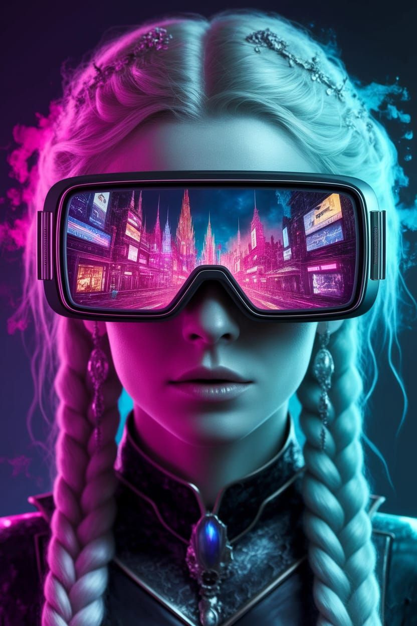 Regal Princess in Neon Dreamscape