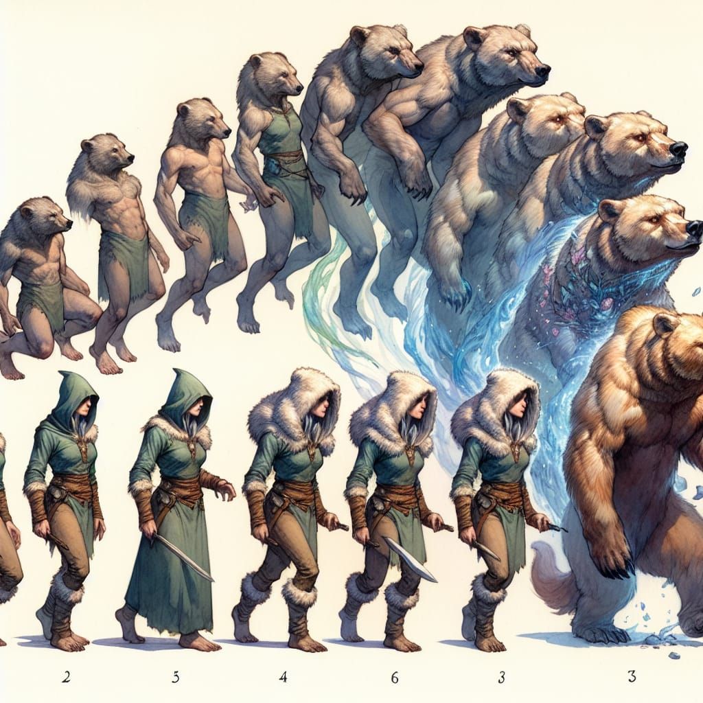 Fantasy Druid Transformation in Watercolor