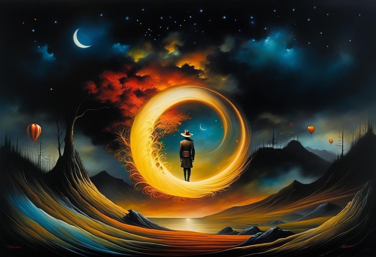 Dark Surreal Portrait in Illustrative Style