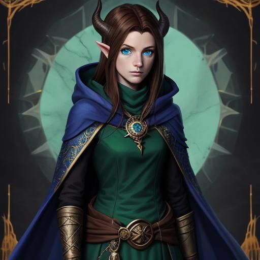 Tiefling Wizard with Sapphire Amulet