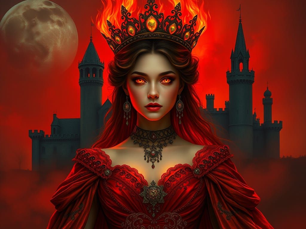 Fiery Queen in Gothic Portrait Style