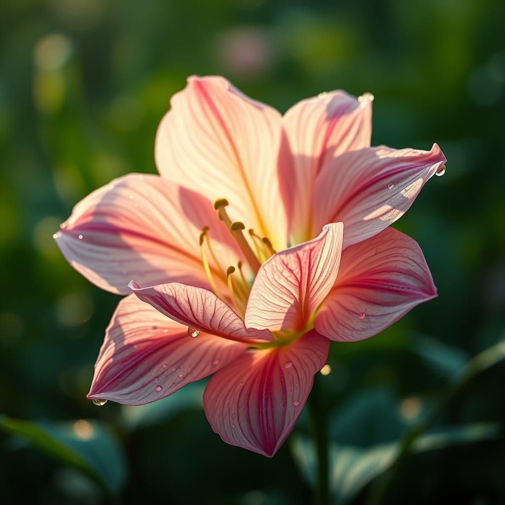 Hypernaturalistic Lylium Blooms in Vibrant Green Ambiance