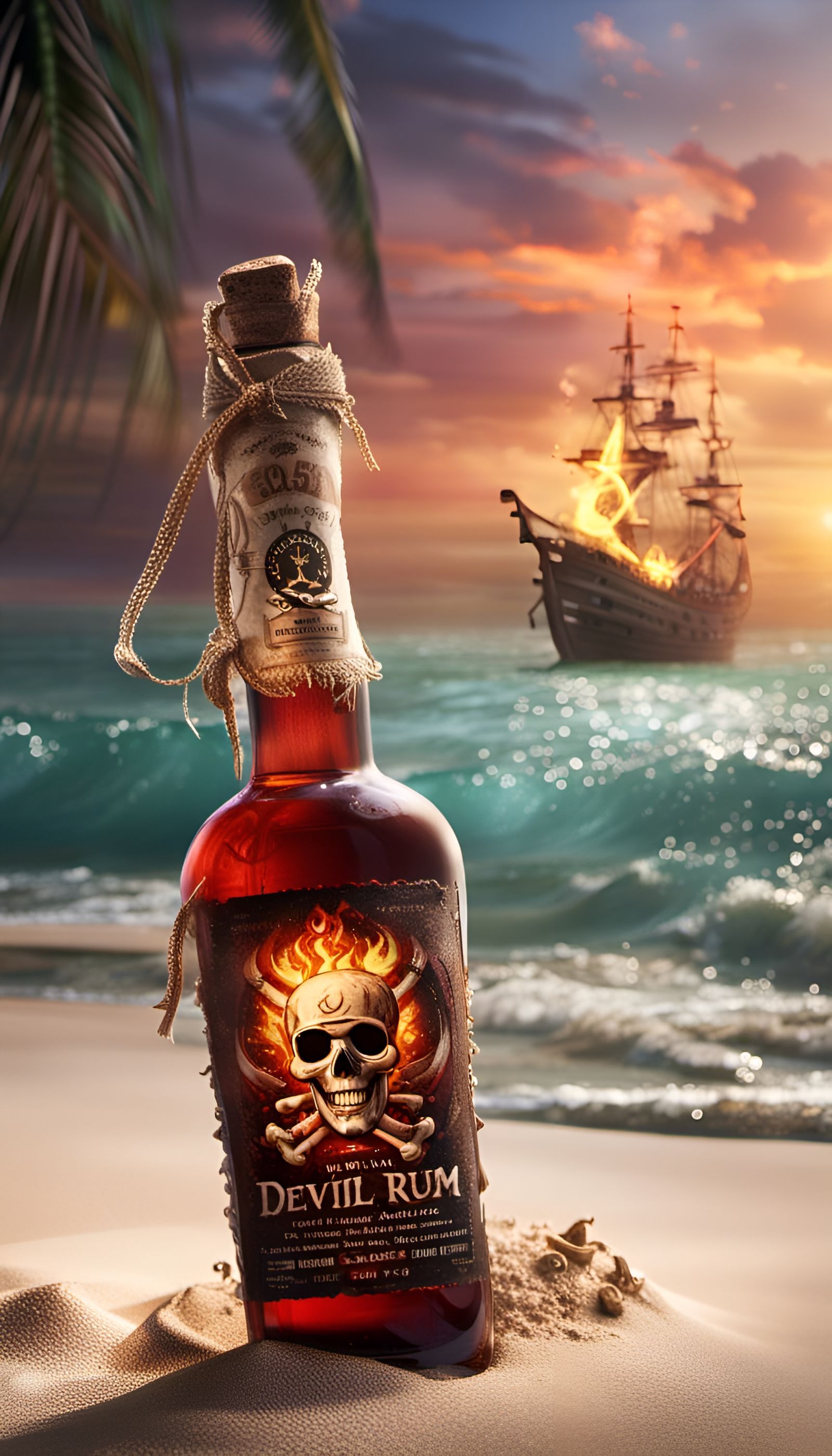 Rustic Devil Rum on a Burning Beach