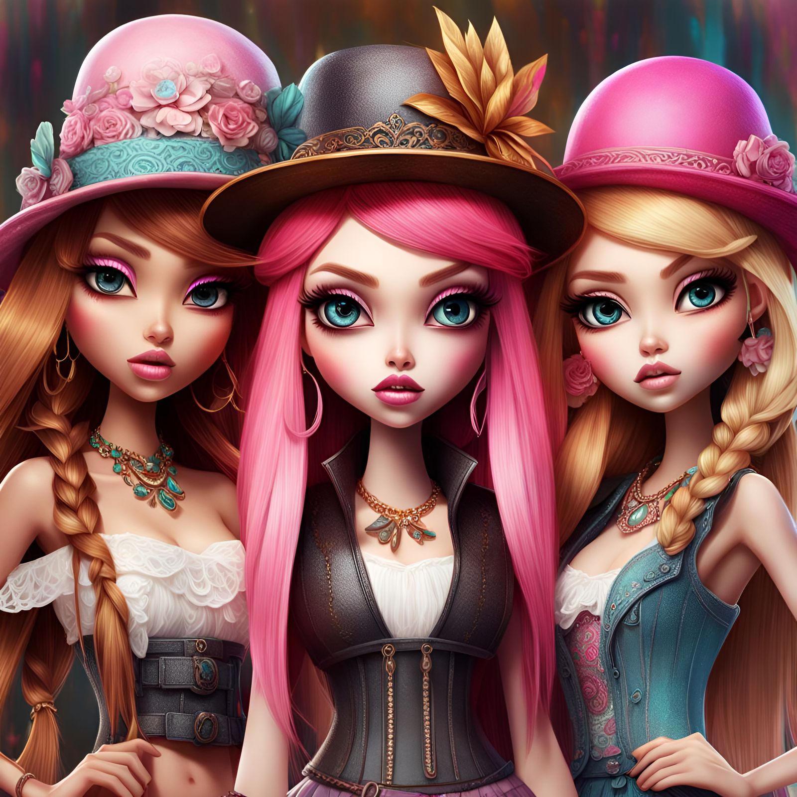 Fashionable Bratz-Style Girls in Detailed 3D Rendering