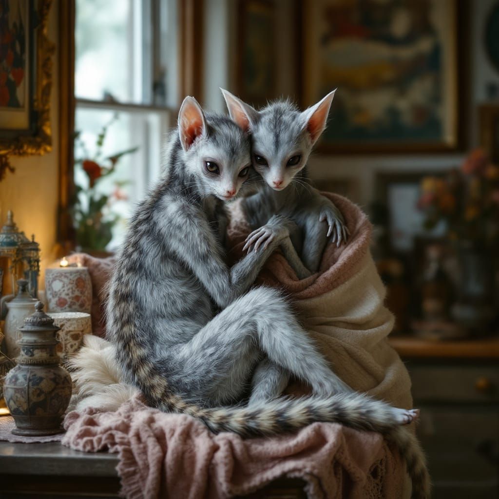 Beautiful Alien Sylph in Art-Filled Home