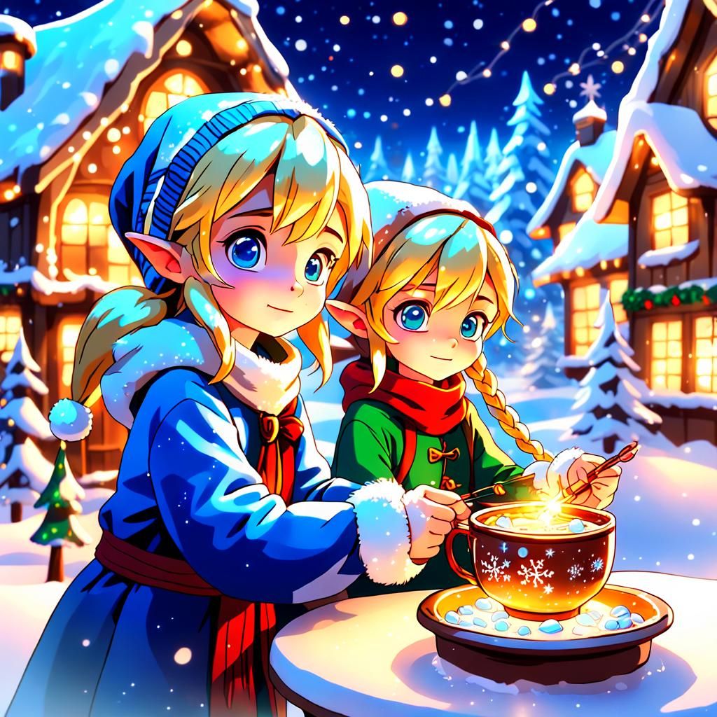 Naughty Elves Prepare Cozy Hot Chocolate in Papá Noel's Work...