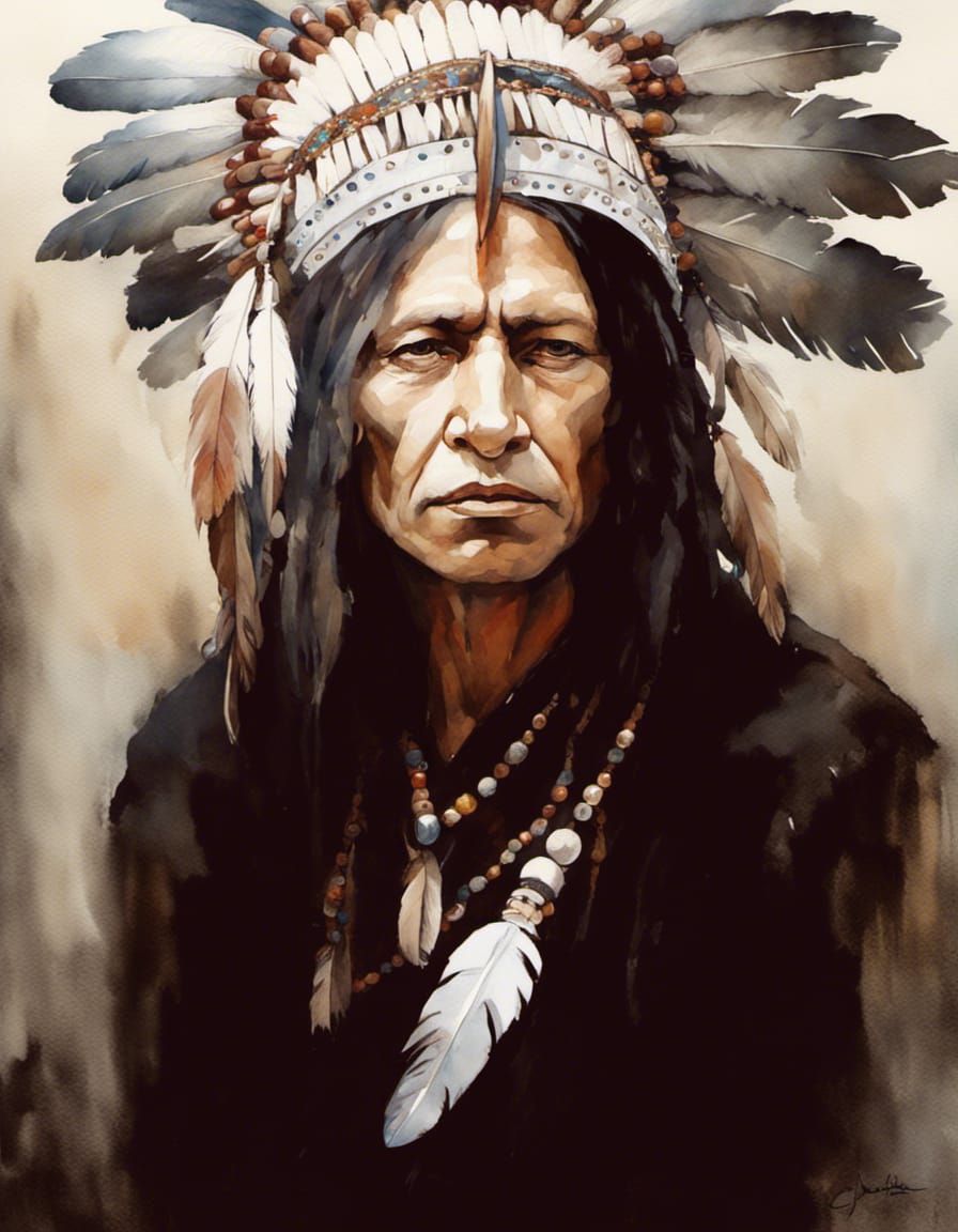 Indian Chief in watercolor