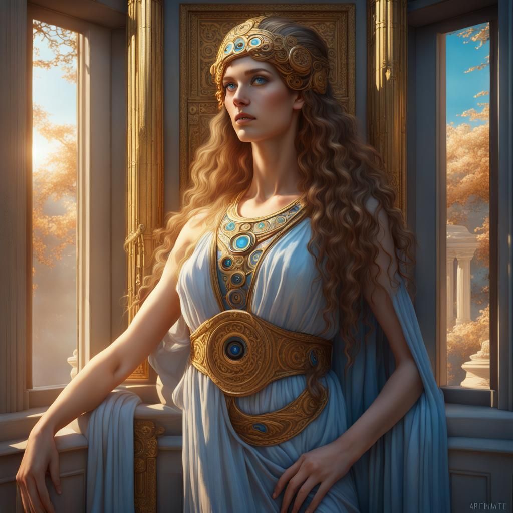 Athena Waking in Morning Light, Klimt Style