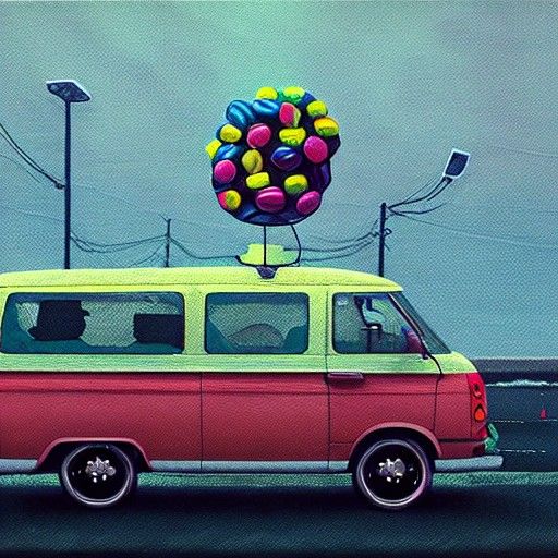 Creepy Candy Van in Stålenhag-esque Acrylic Art